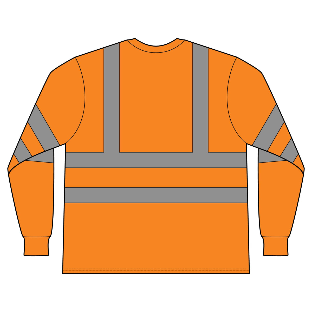 ANSI Class 3 High-Visibility Reflective Long Sleeve Shirt — Orange/Yellow Safety Tee