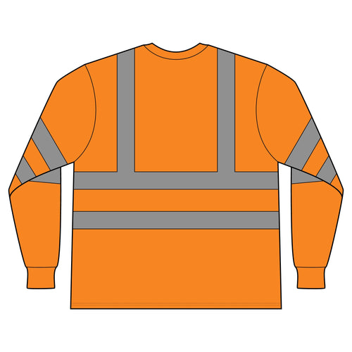 ANSI Class 3 High-Visibility Reflective Long Sleeve Shirt — Orange/Yellow Safety Tee
