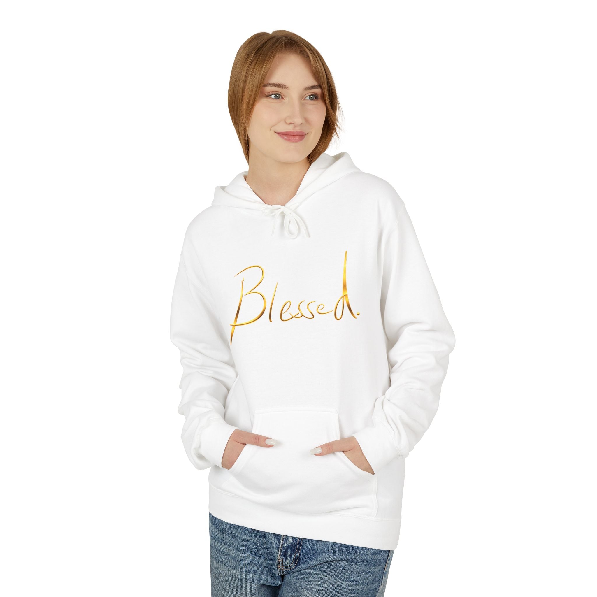 Blessed Hoodie — Minimal Gold Calligraphy Pullover (Personalized Name Option)