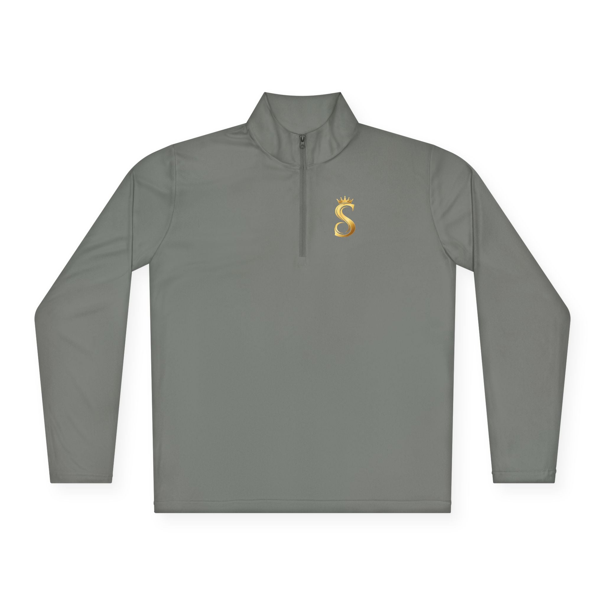 Sudadera con Cuello de Cremallera hasta el Pecho — Estampado Dorado de Corona 'Raised King'
