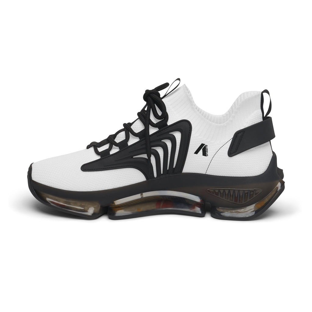 Women's White Mesh Sneakers with Color-Accent Sole