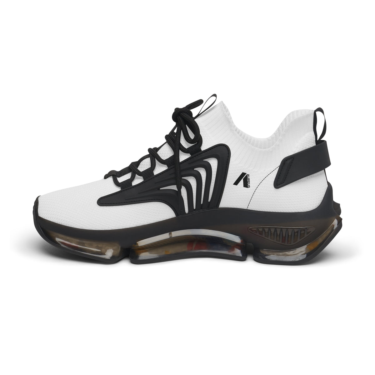 Women's White Mesh Sneakers with Color-Accent Sole