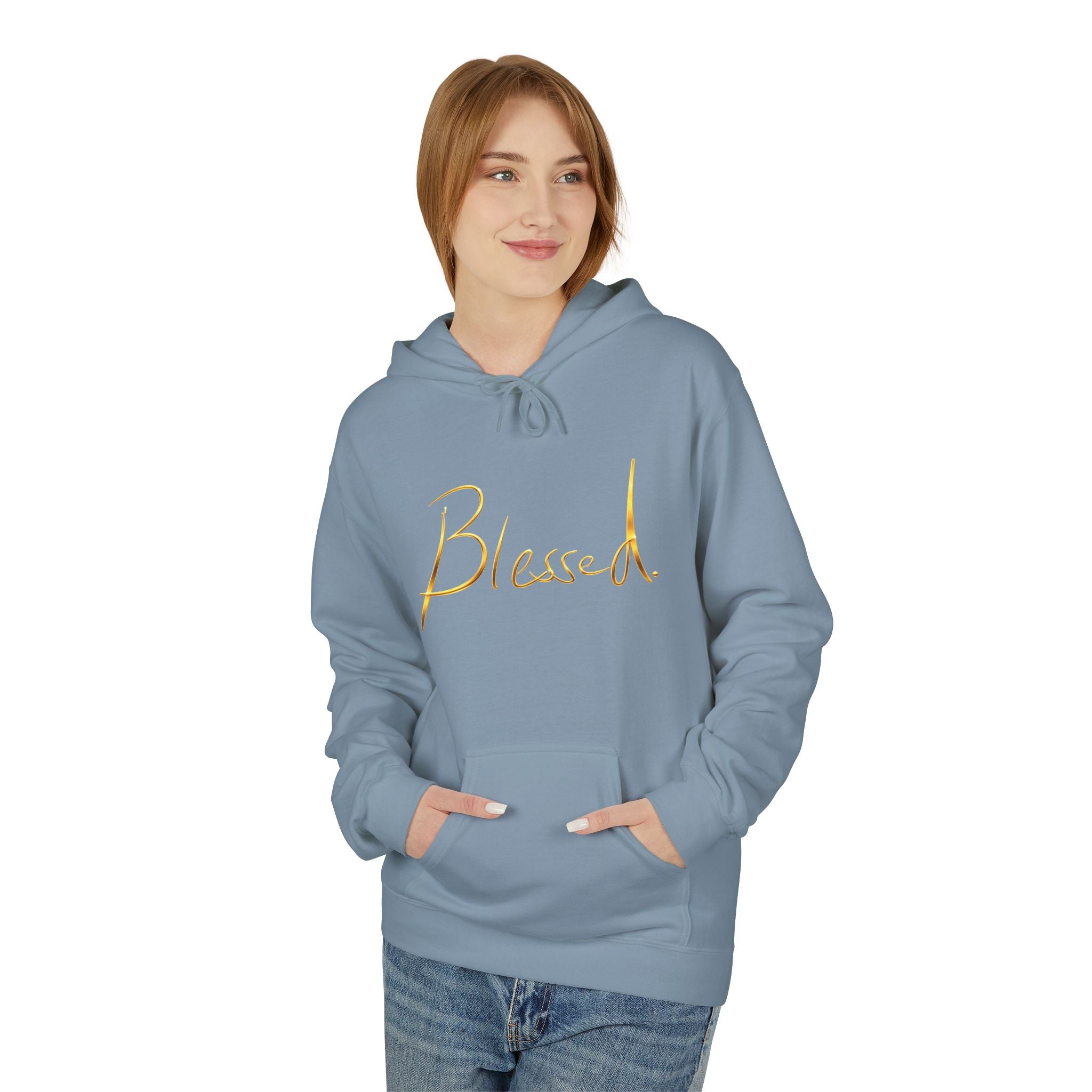 Blessed Hoodie — Minimal Gold Calligraphy Pullover