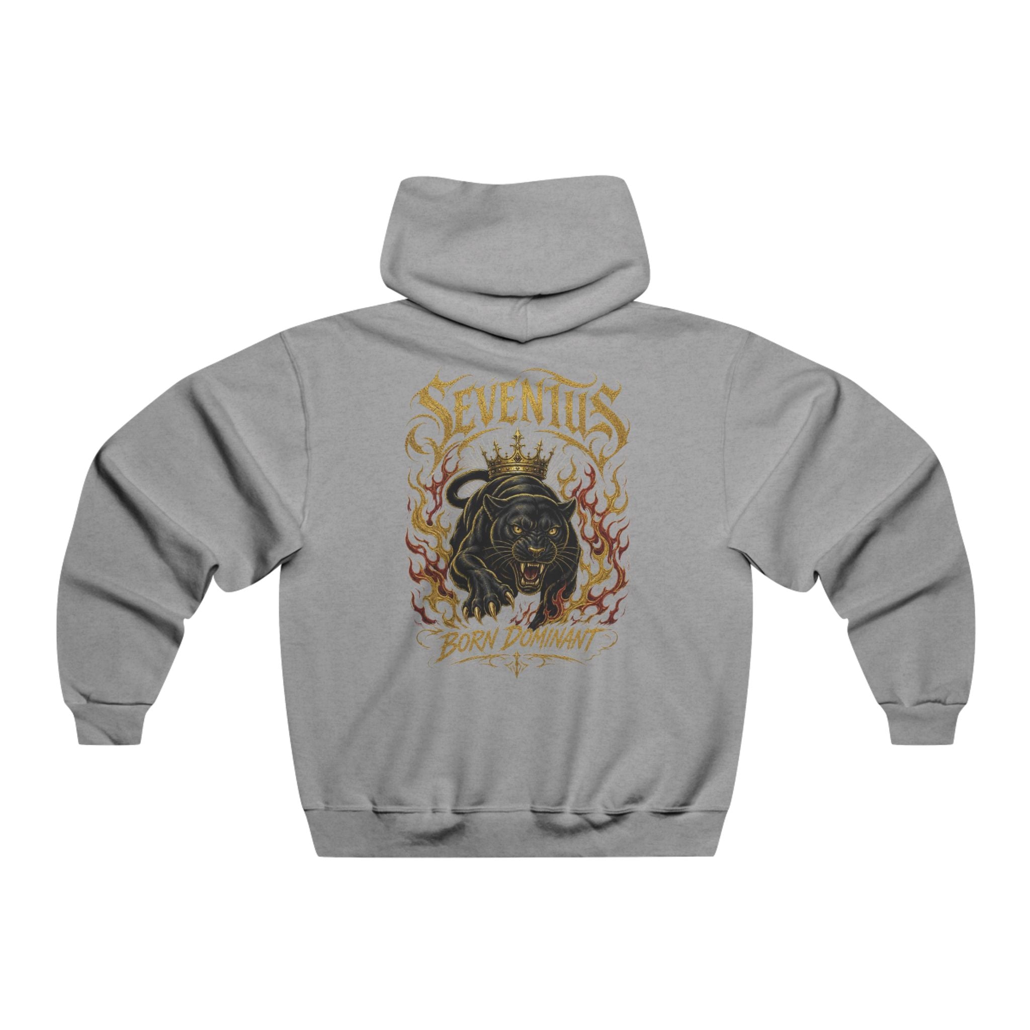 Sudadera con Capucha Gráfica Seventus — Estampado Trasero de Pantera en Llamas
