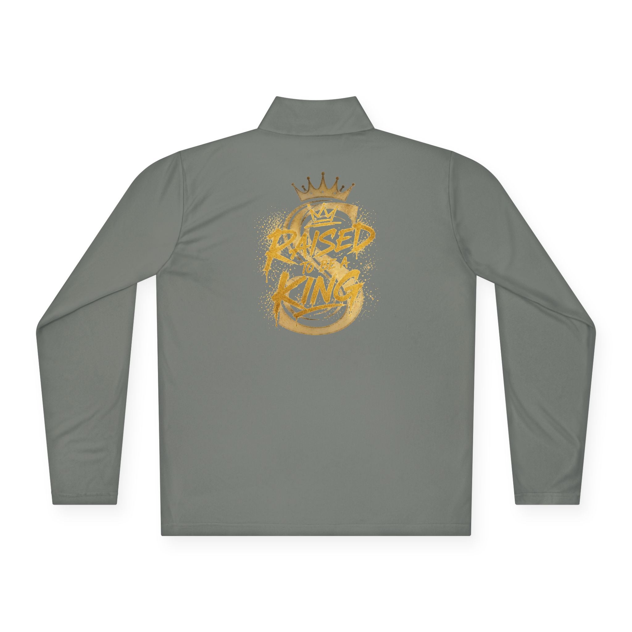 Sudadera con Cuello de Cremallera hasta el Pecho — Estampado Dorado de Corona 'Raised King'