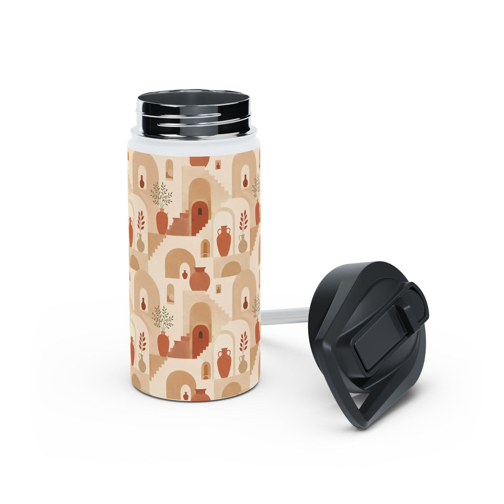 Insulated Water Bottle — Earth Tone Abstract Arch Pattern