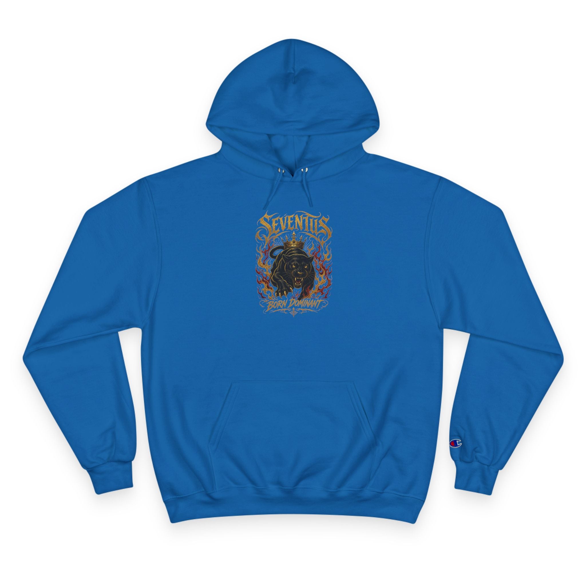 Sudadera con capucha Champion — Sudadera con gráfico de llamas vintage 'Seventus'