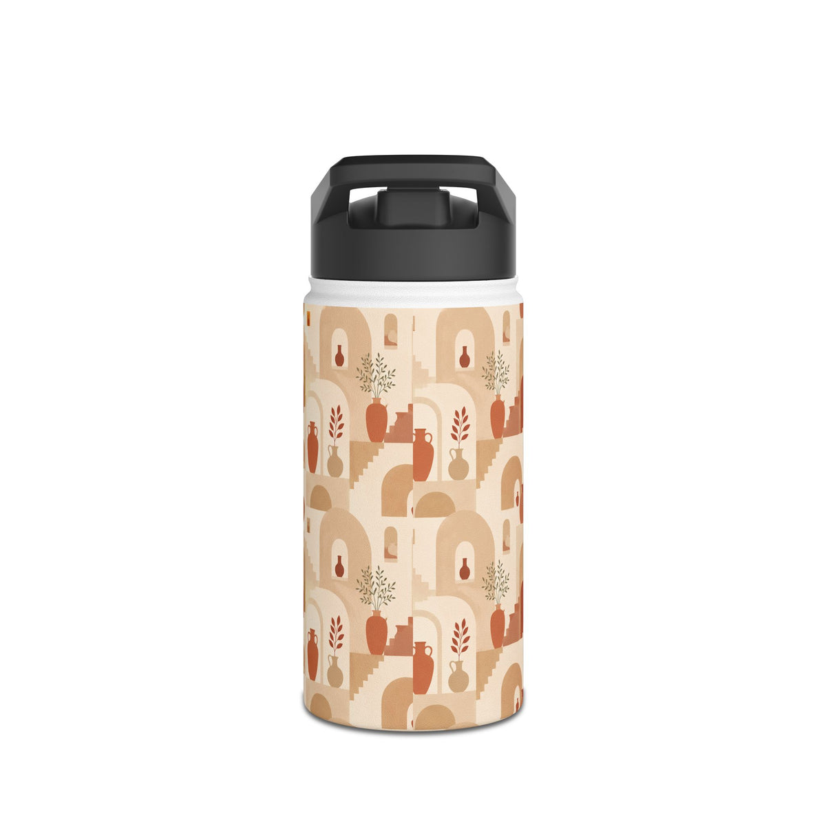 Insulated Water Bottle — Earth Tone Abstract Arch Pattern