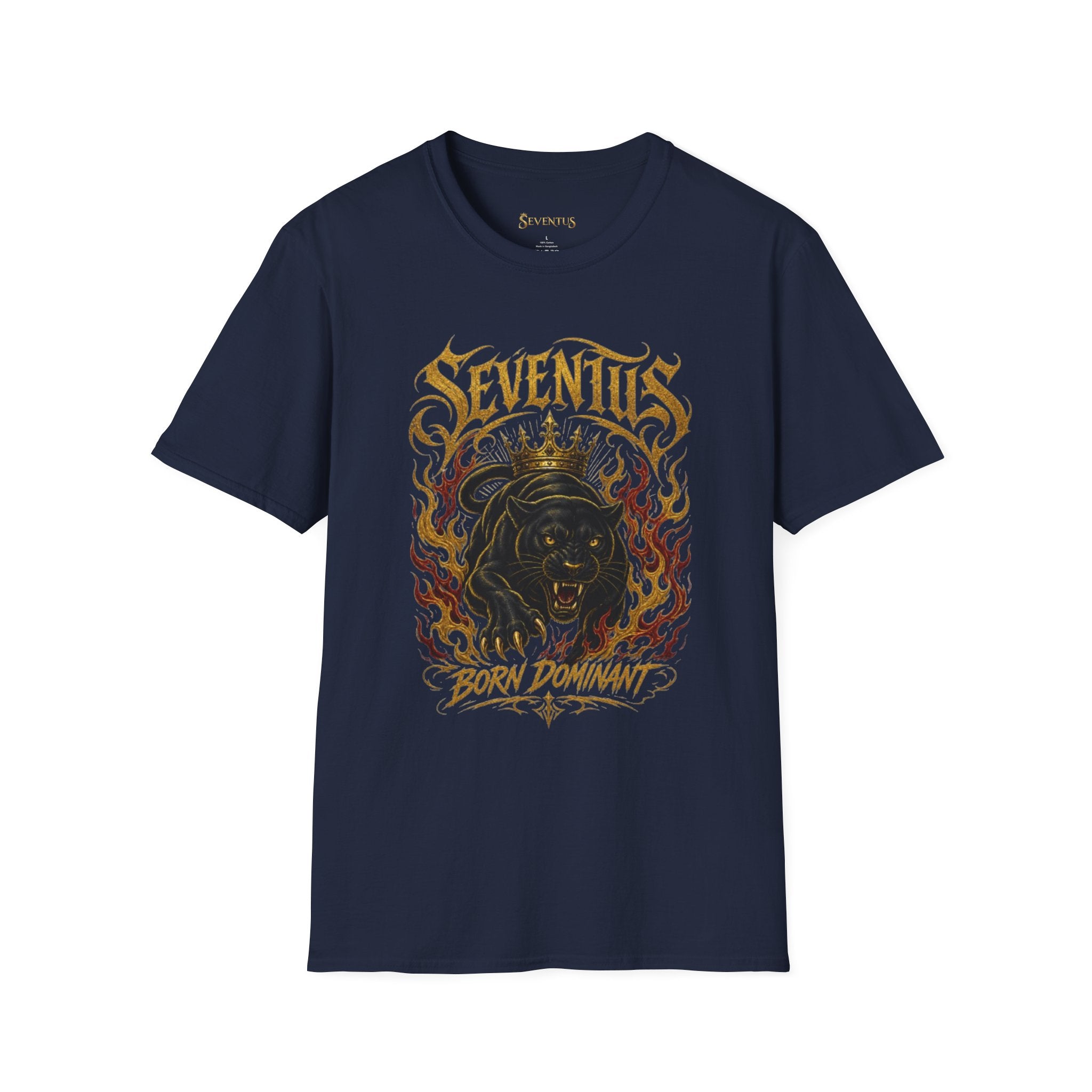 Camiseta Gráfica de Pantera en Llamas "Born Dominant" Seventus - Multicolor
