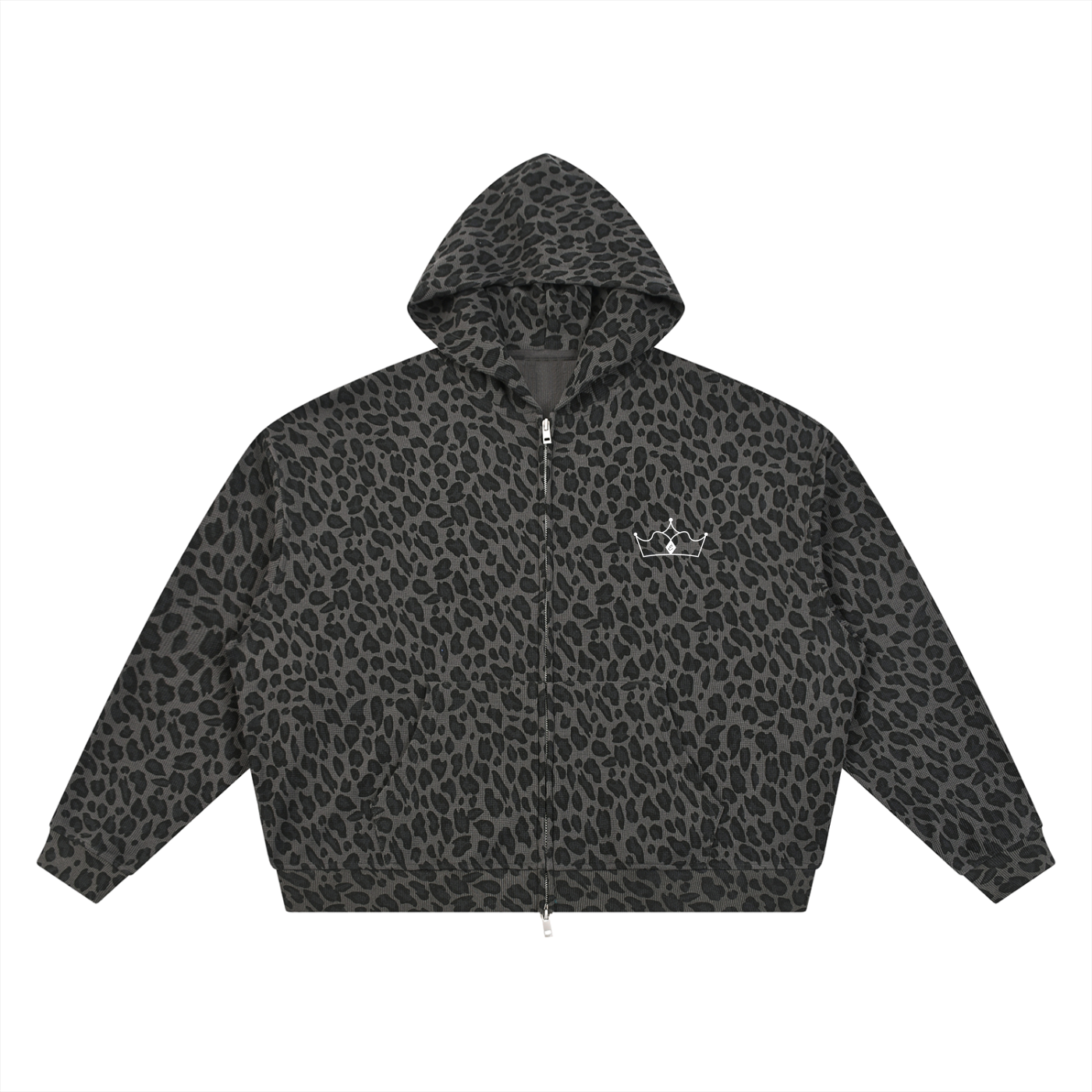 ELITE New | Unisex Leopard Print Waffle Full Zip Hoodie
