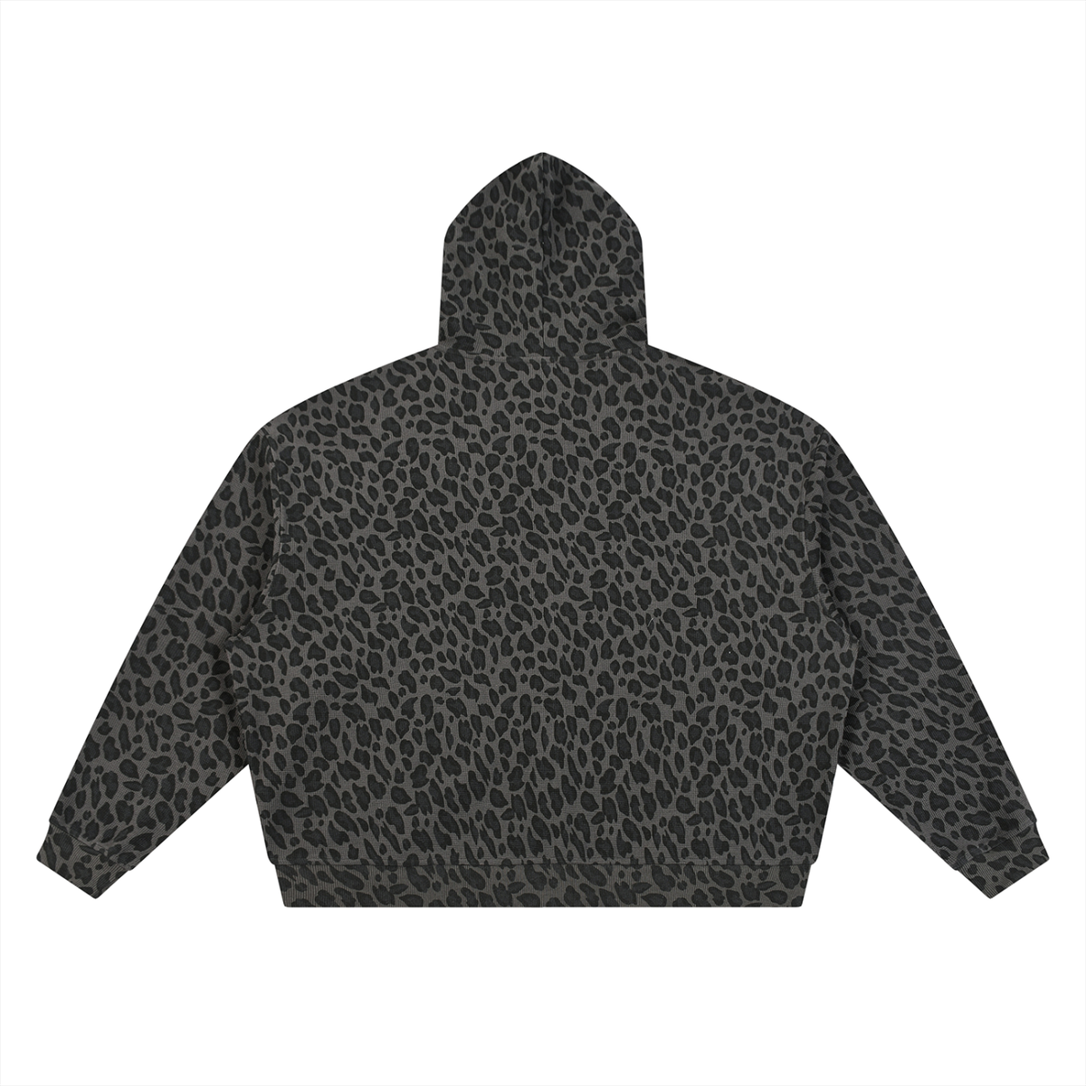 Leopard Print Waffle Full Zip Hoodie - V2
