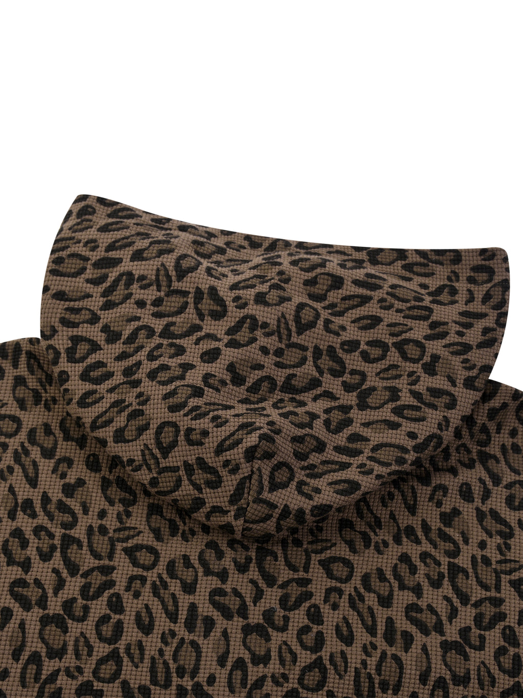 Leopard Print Waffle Full Zip Hoodie - V2