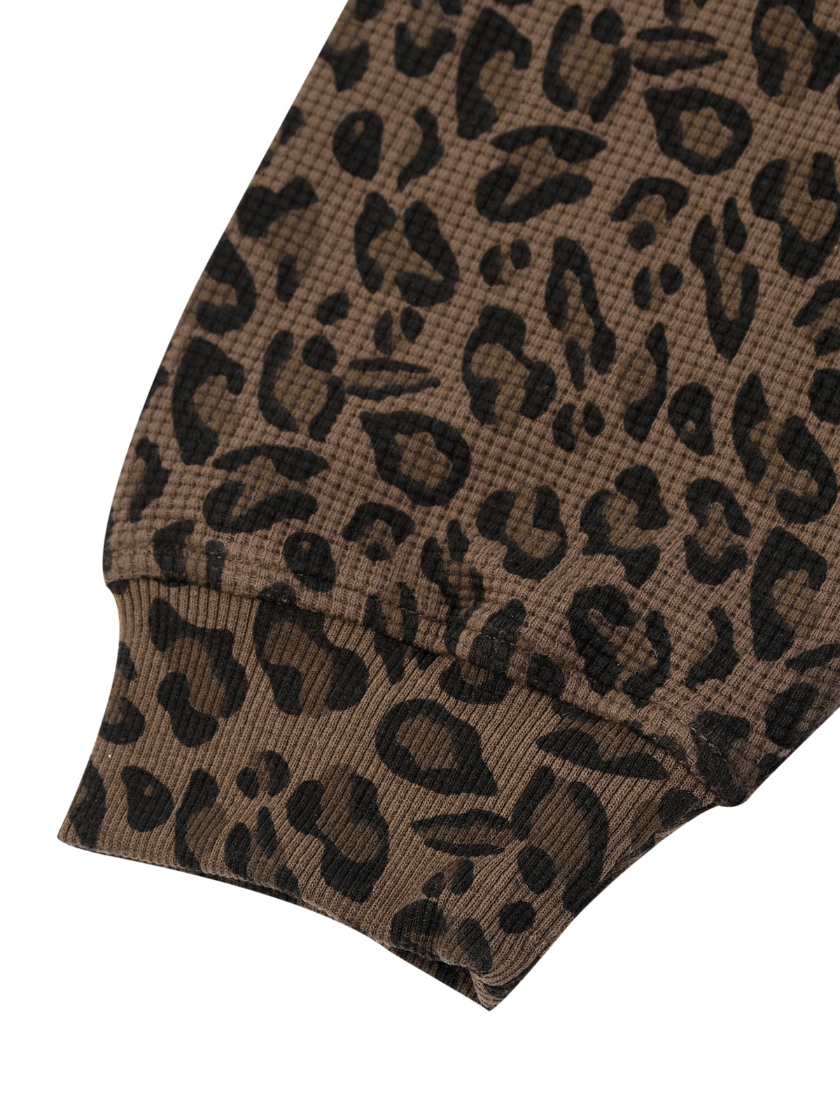 Leopard Print Waffle Full Zip Hoodie - V2