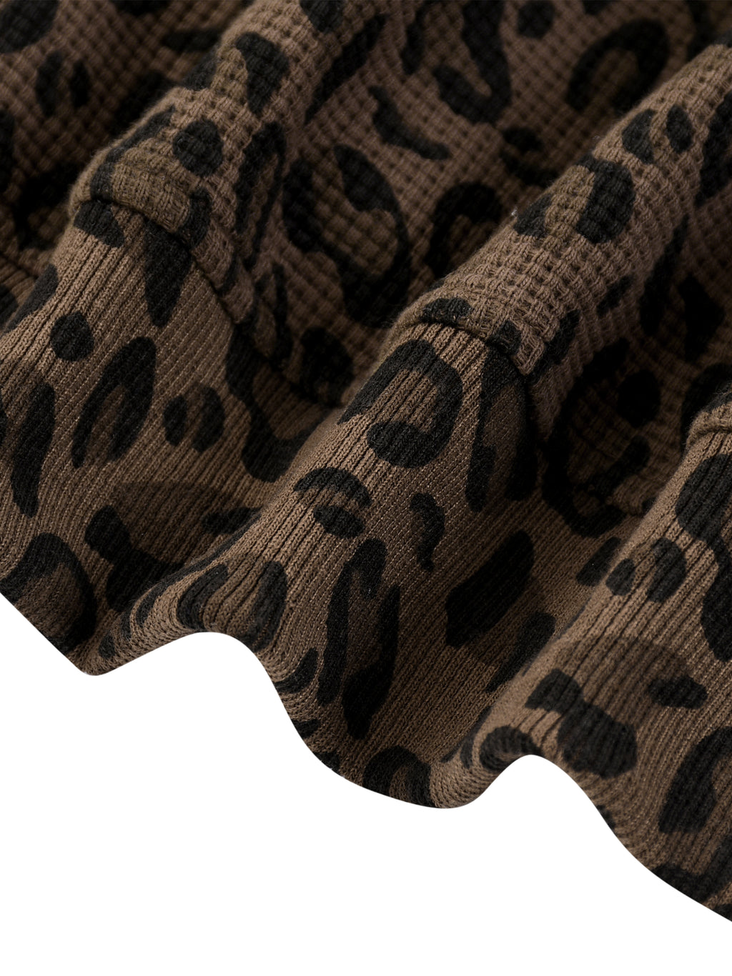 Leopard Print Waffle Full Zip Hoodie - V2