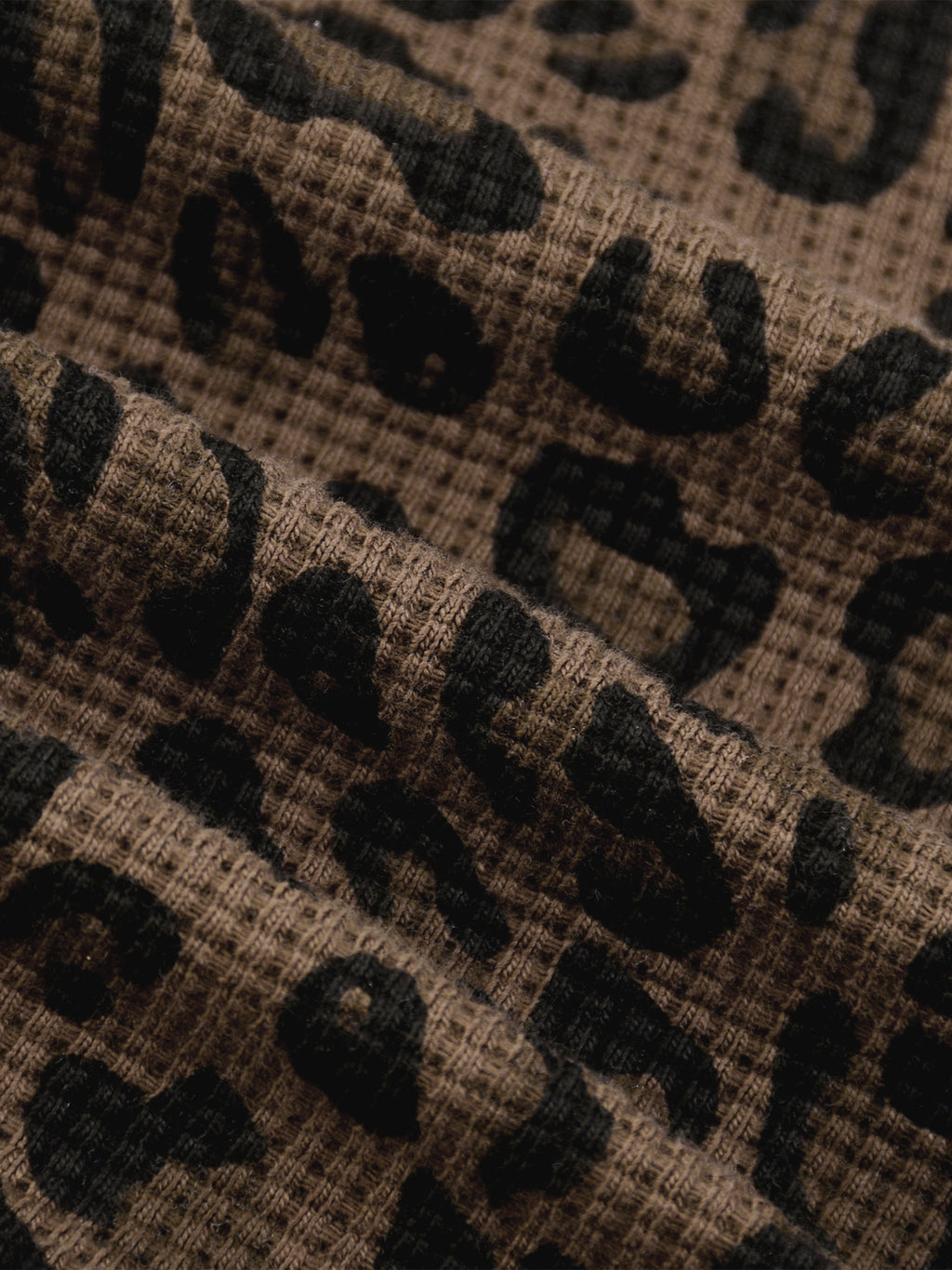 Leopard Print Waffle Full Zip Hoodie - V2