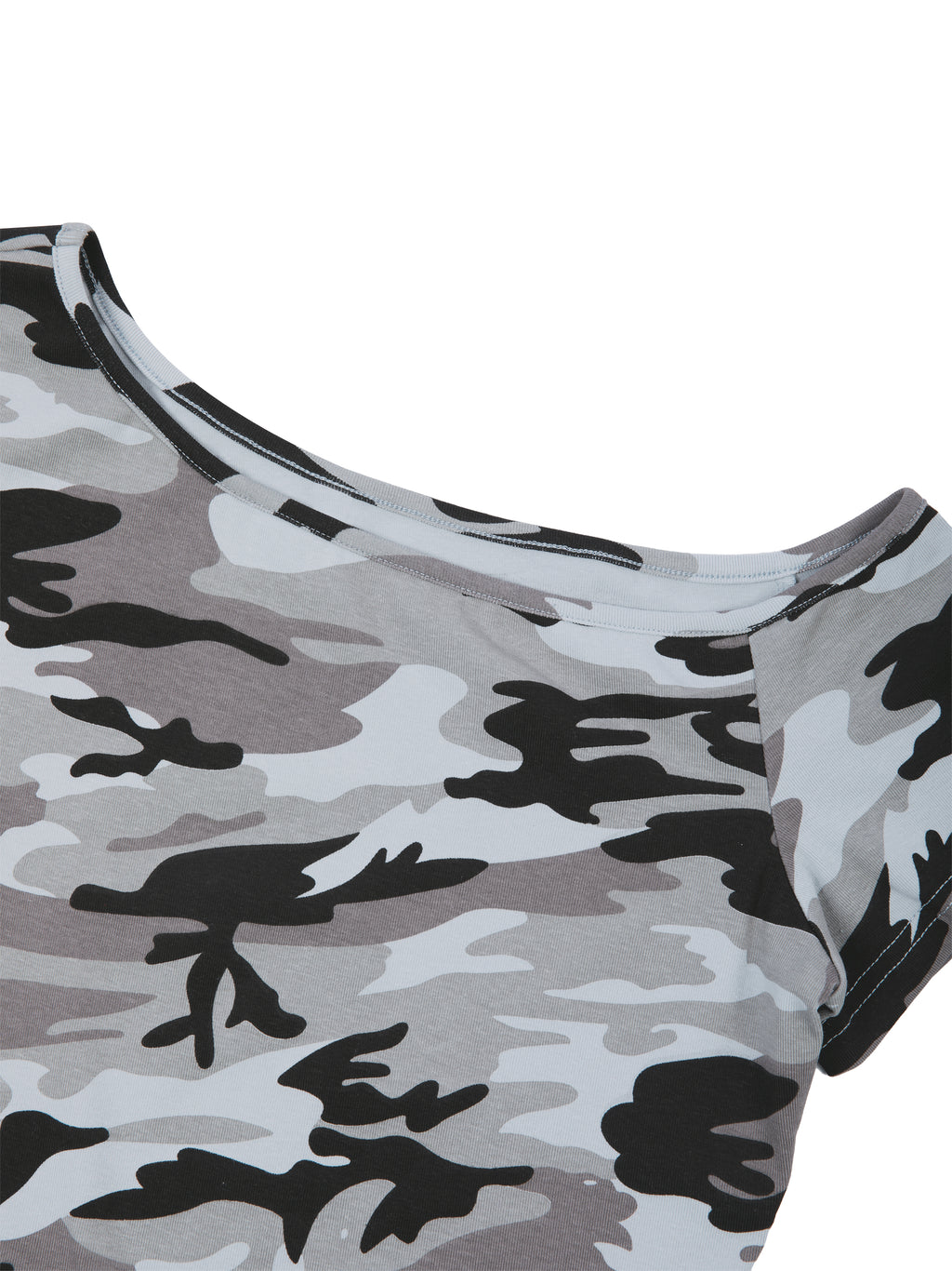Camo Off-Shoulder Crop T-Shirt