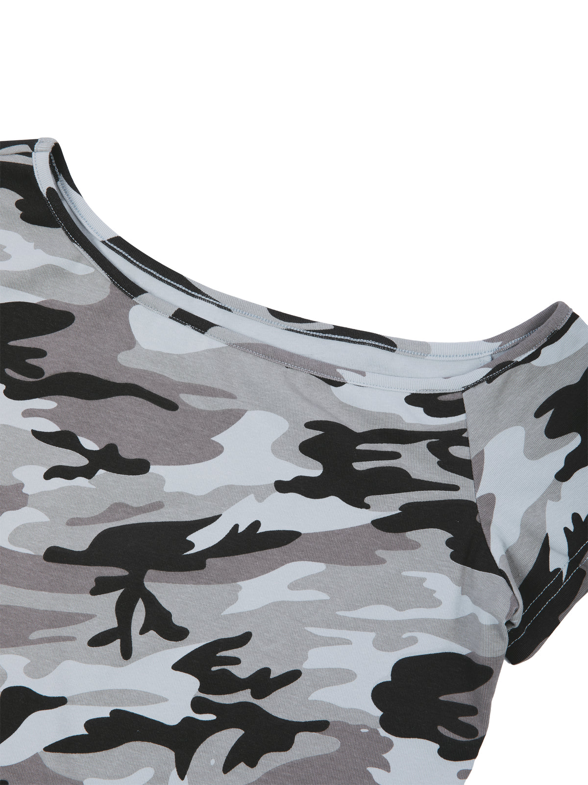 Camo Off-Shoulder Crop T-Shirt