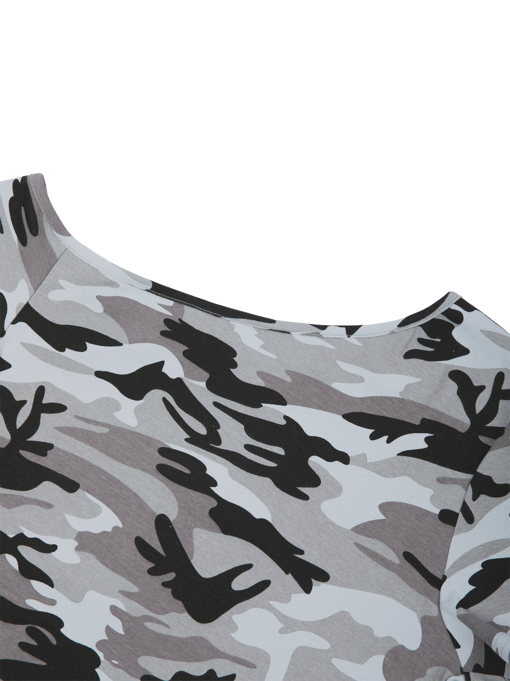 Camo Off-Shoulder Crop T-Shirt