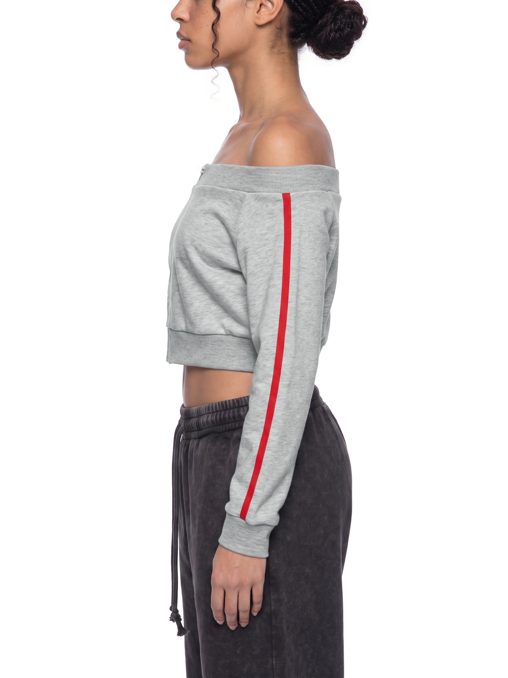 Off-Shoulder Full Zip Hoodie